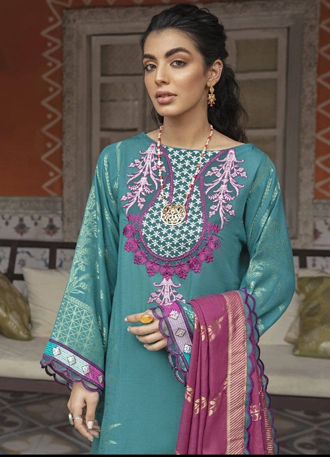 Cross Stitch Lawn Pakistani Suits Cross Stitch Rimjhim Eid Lawn/ZAIB-UN NISA B