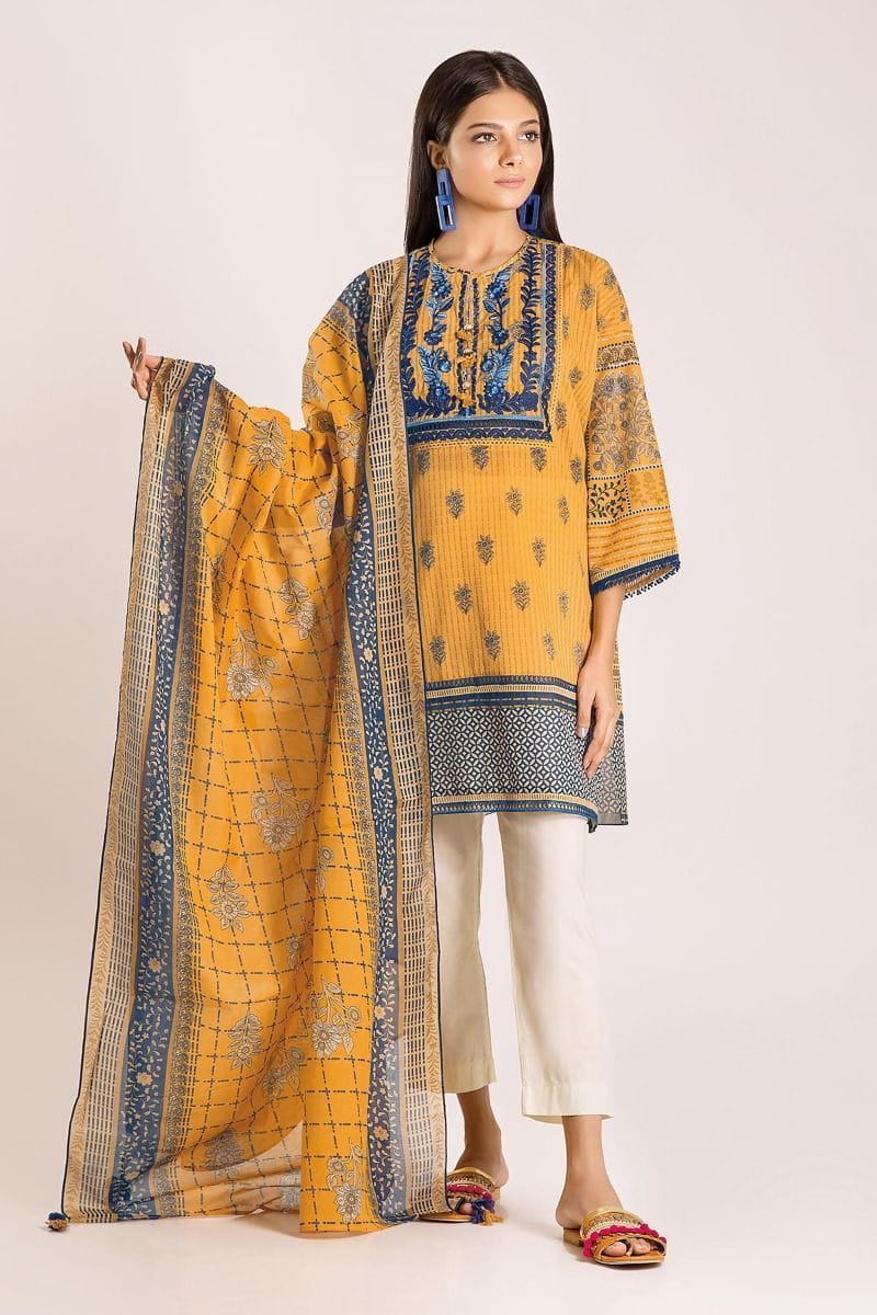 Khaadi Autumn Collection 2019 – M19421 Yellow 2Pc