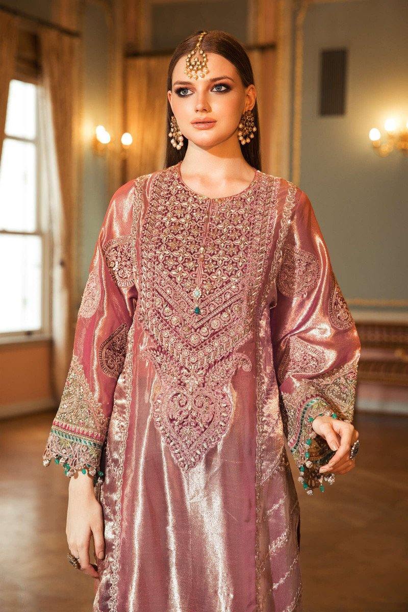 Restocked/Maria B Mbroidered Wedding Edition/Salmon Pink (BD-2008) - AWWALBOUTIQUE