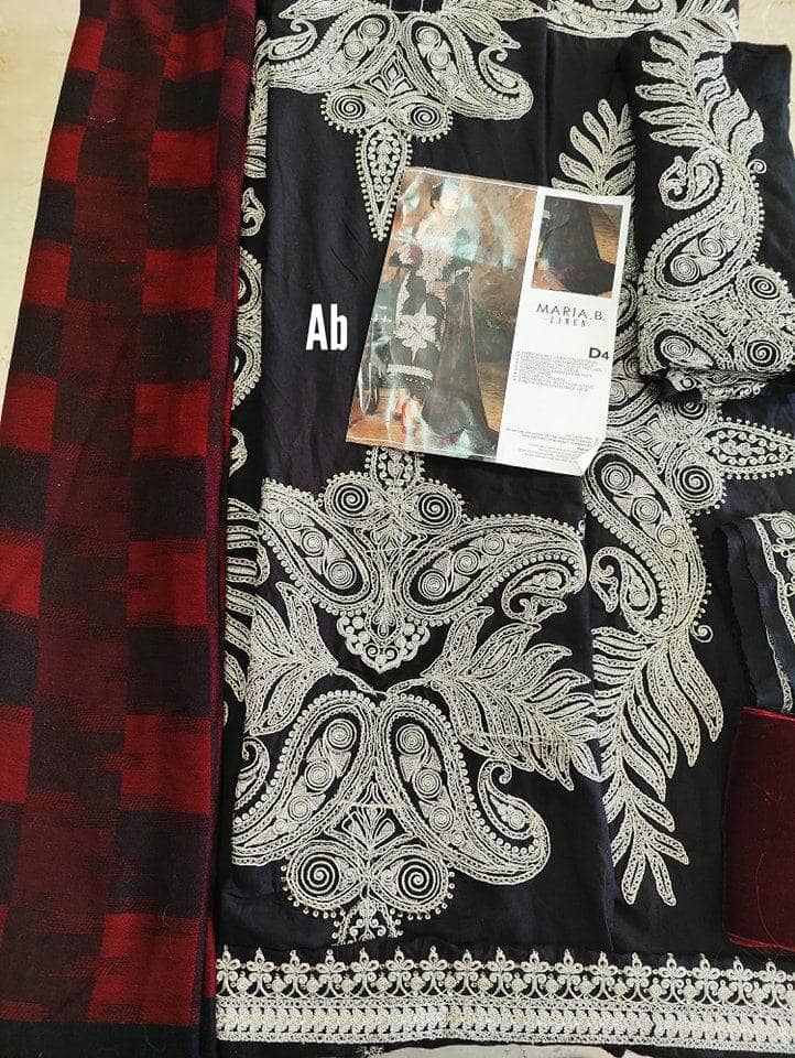 Maria B open pics Open Pic/Maria B Linen 22/DL-1004-Black and Maroon