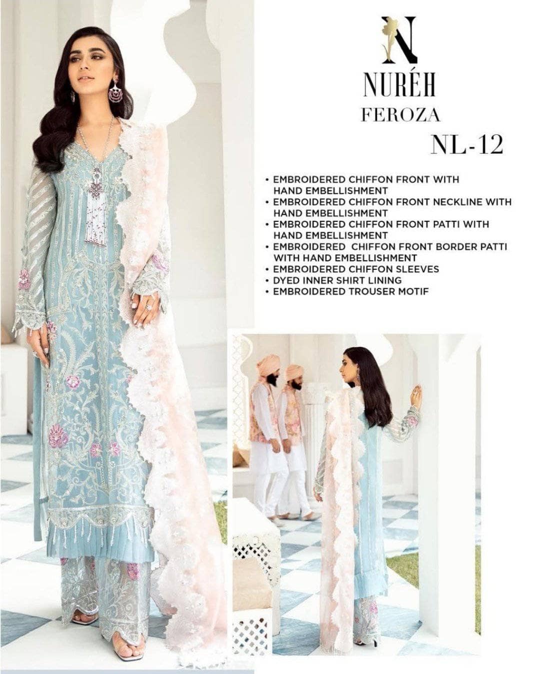 Nureh Mor Bagh Luxe Chiffon/NL-12