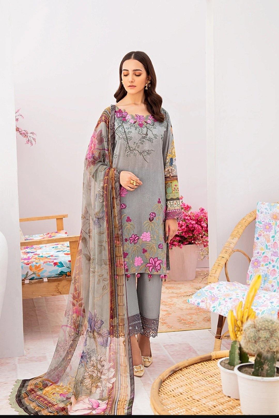 Restocked/Ramsha Chevron Lawn/Vol 3/C-310 - AWWALBOUTIQUE