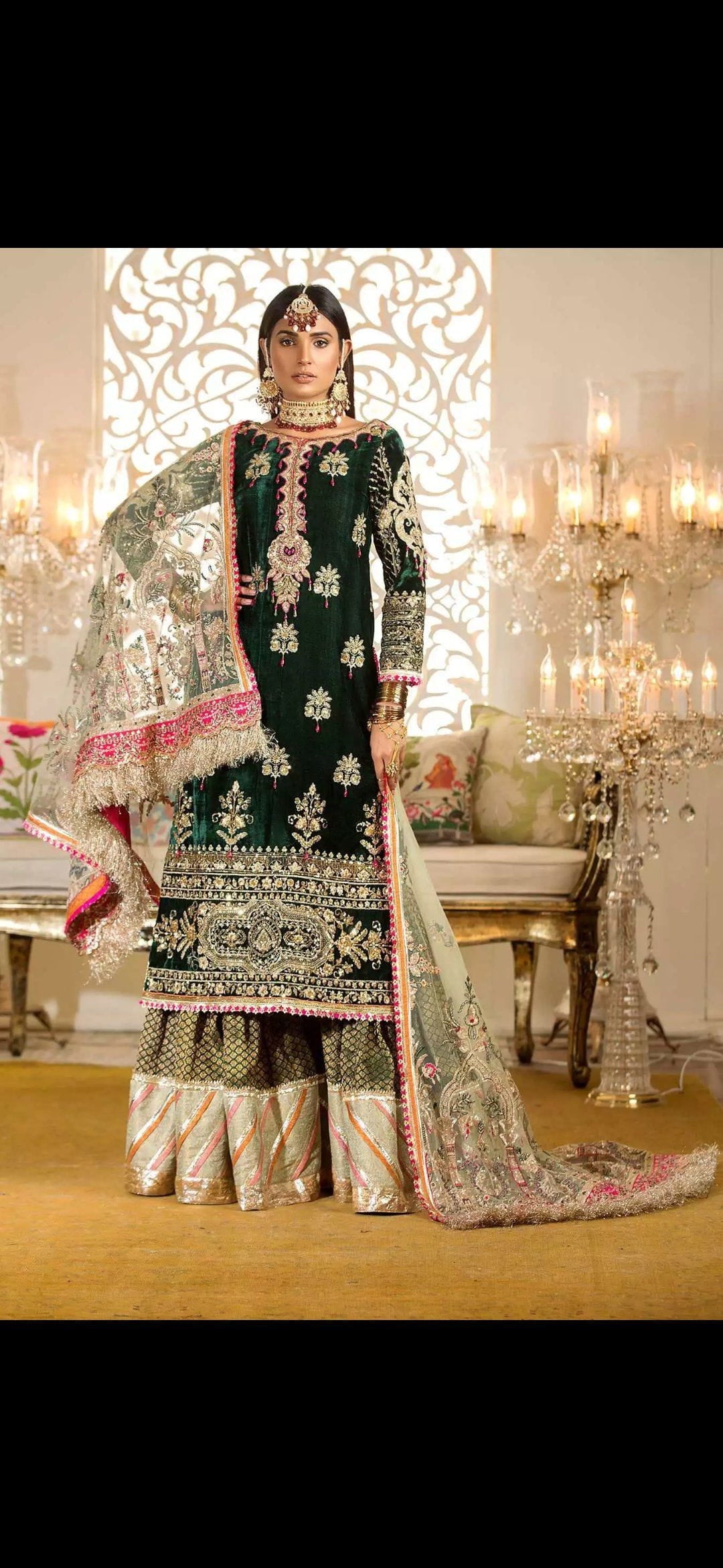 Restocked/Saadia Asad Embroidered Collection/NEMBD-D6/Bottle Green