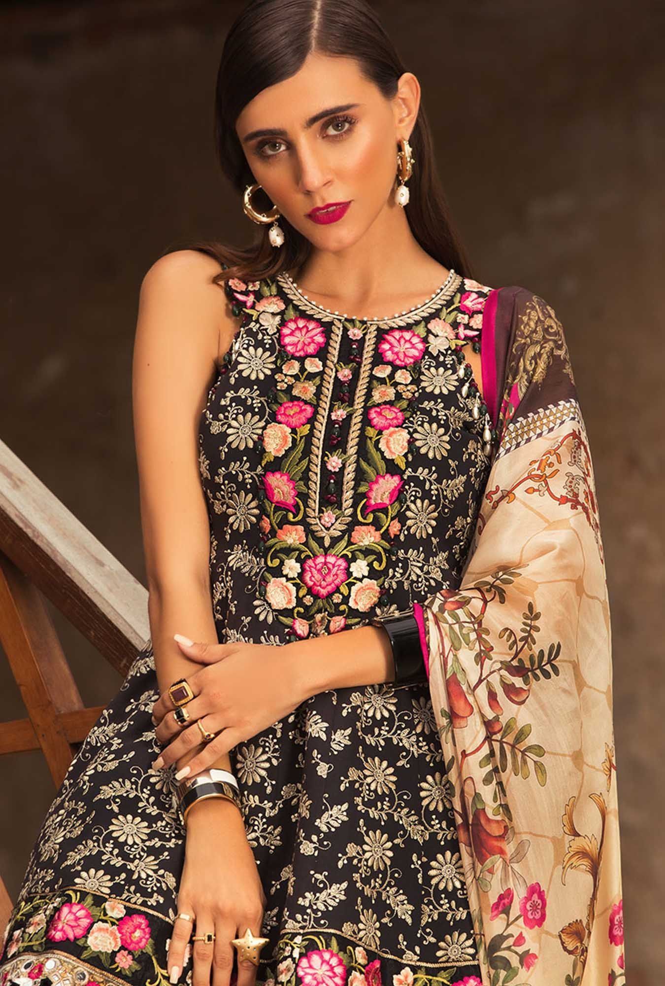 Noor by Saadia Asad Luxury Lawn Collection/12A BLACK