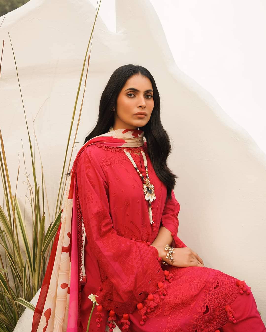 Sana Safinaz Muzlin Spring Summer/14B/Silver Chiffon Dupatta