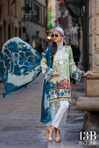 Sana Safinaz Luxury Lawn Collection 2019 – 13B - Oleandro