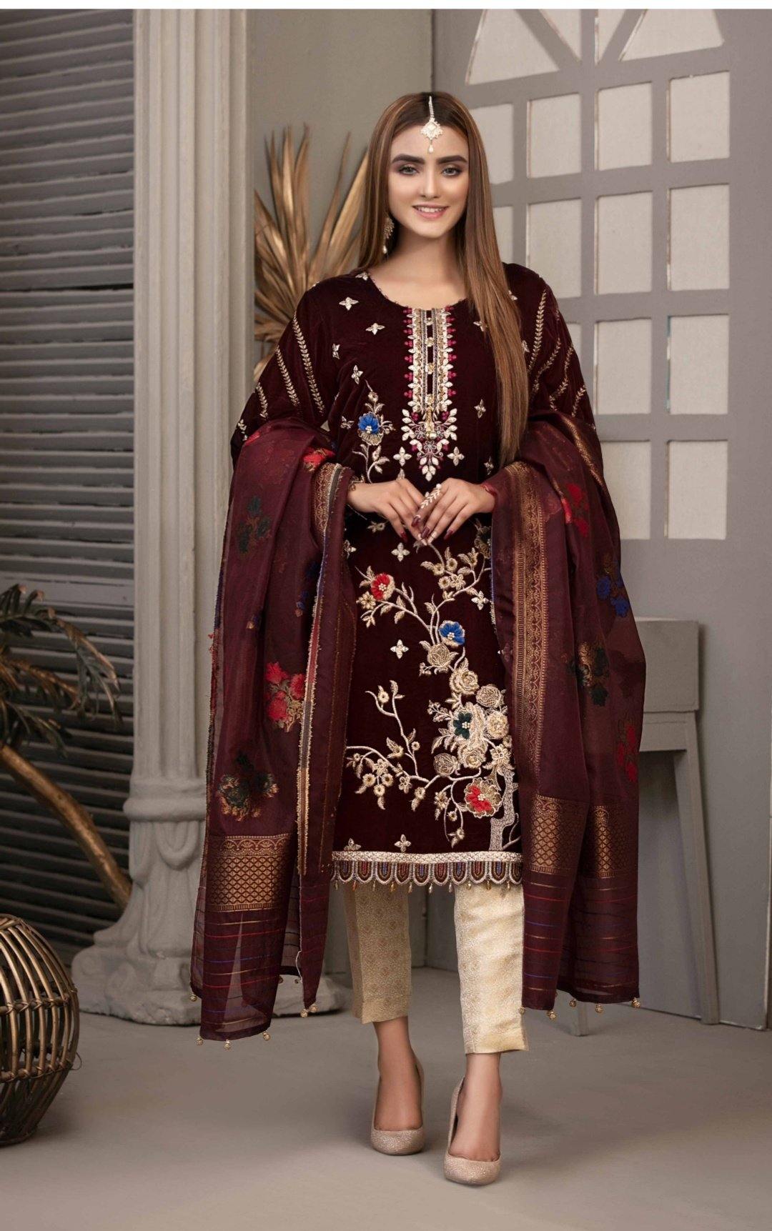 Restocked/Tawakkal Velvet Collection/Semi Stitched - AWWALBOUTIQUE