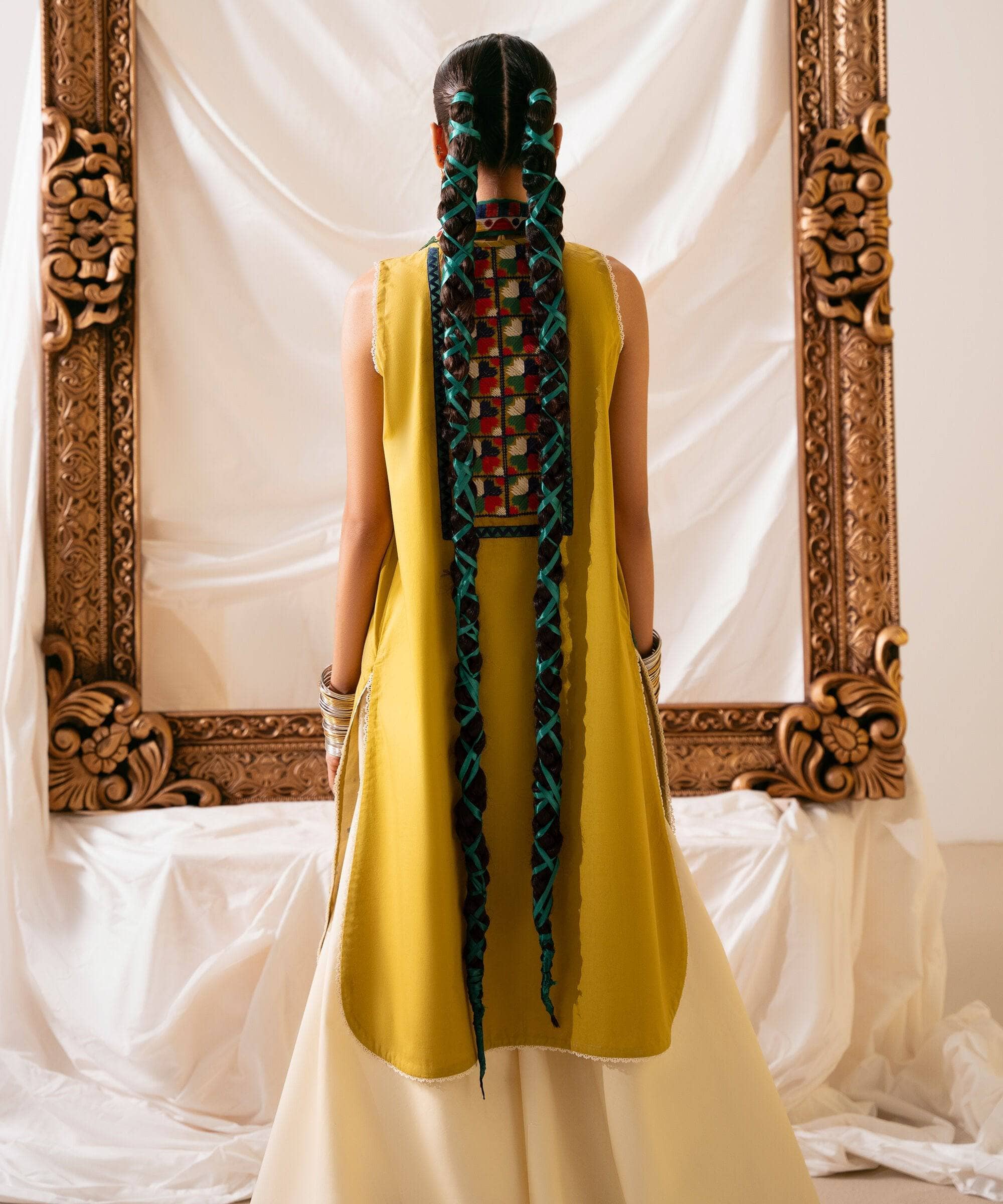 Restocked/Sapphire Intermix 25/Vol 2/Embroideried Cotton Suit/Mustard