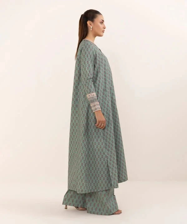 Restocked/Sapphire Intermix 25/Vol 2/Printed Cotton Suit/Moss Green