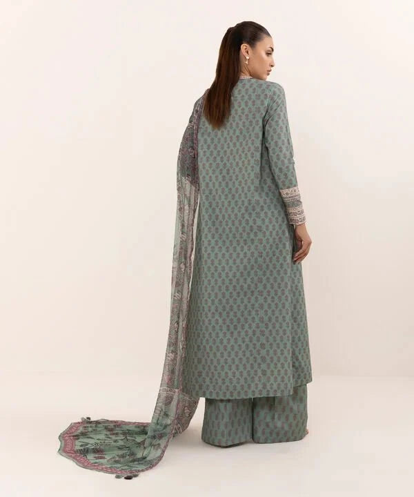 Restocked/Sapphire Intermix 25/Vol 2/Printed Cotton Suit/Moss Green