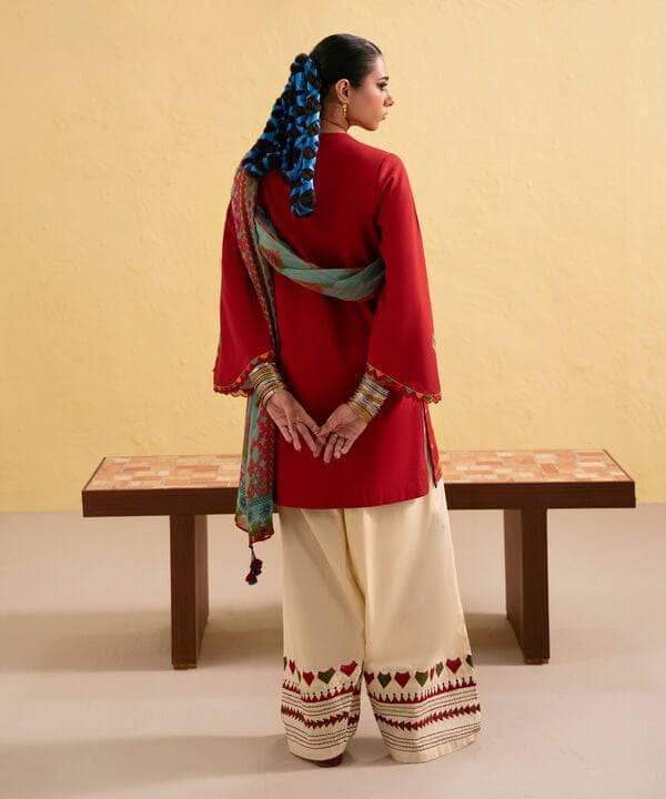 Restocked/Sapphire Intermix 25/Vol 2/Embroidered Lawn Suit/Red