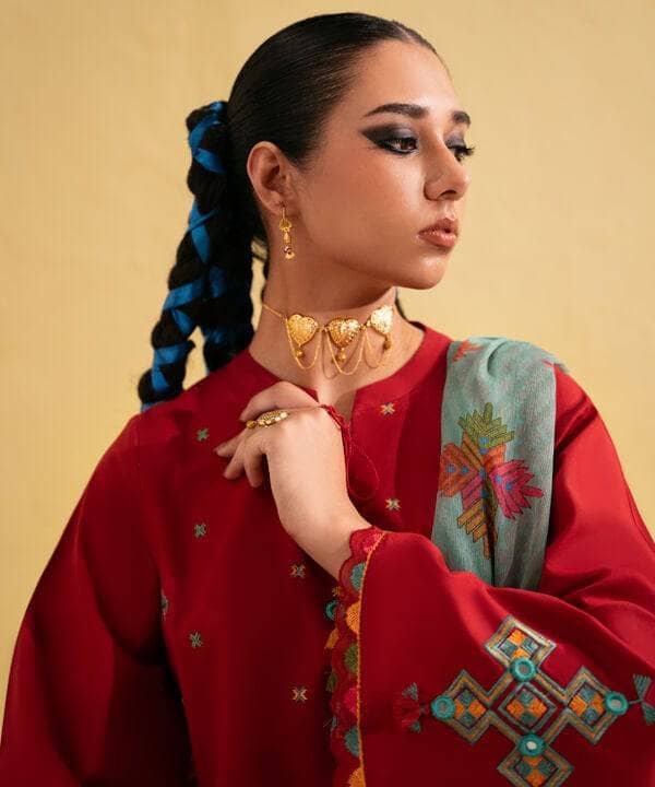 Restocked/Sapphire Intermix 25/Vol 2/Embroidered Lawn Suit/Red