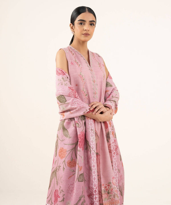 Sapphire Fall Winter 25/Embroideried Khaddar Suit/0U2DEDY25V82/Shirt Dupatta Set