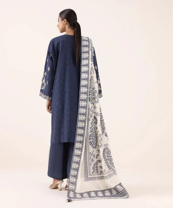 Restocked/Sapphire Intermix 25/Vol 2/Embroidered Cotton Jacquard Suit/Blue & Off White