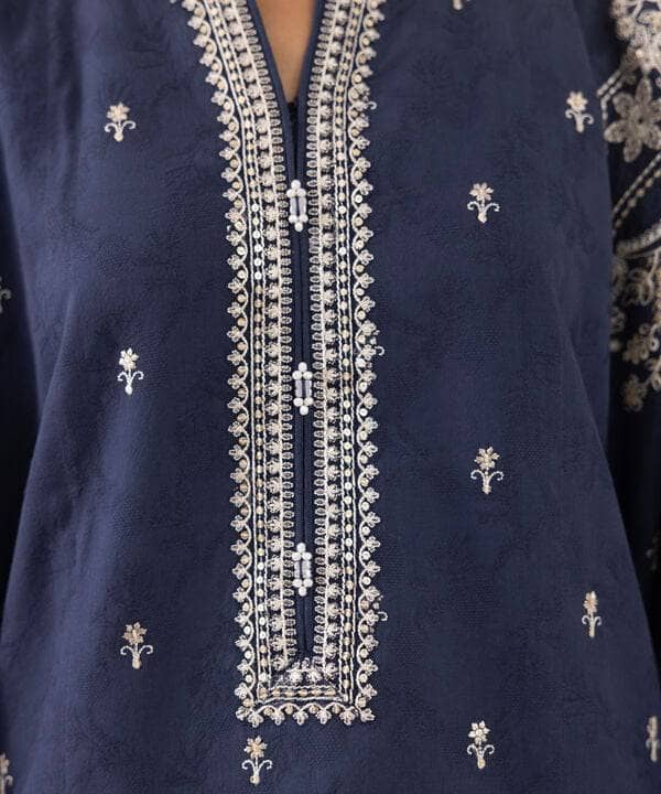 Restocked/Sapphire Intermix 25/Vol 2/Embroidered Cotton Jacquard Suit/Blue & Off White