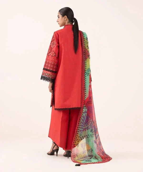 Restocked/Sapphire Intermix 25/Vol 2/Embroidered Cotton Suit/Green&Coral Pink