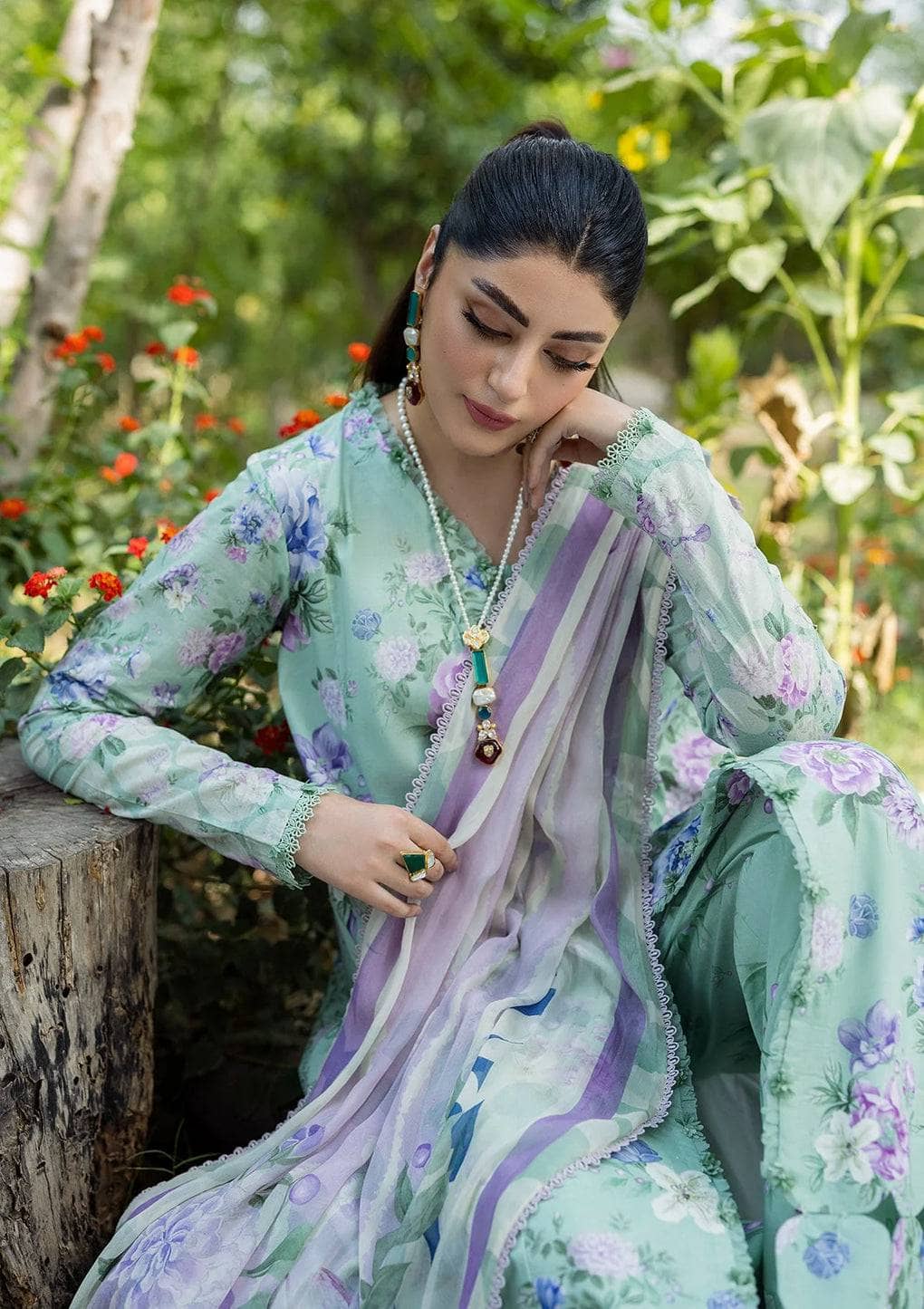 Elaf Prints Chiffon Dupatta Collection/ECD-1A GARDENELLE