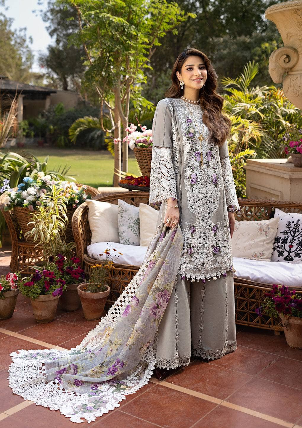 Restocked/Elaf Premium Luxury Lawn 25/ELM-05 RAMSHA/Mouse Grey