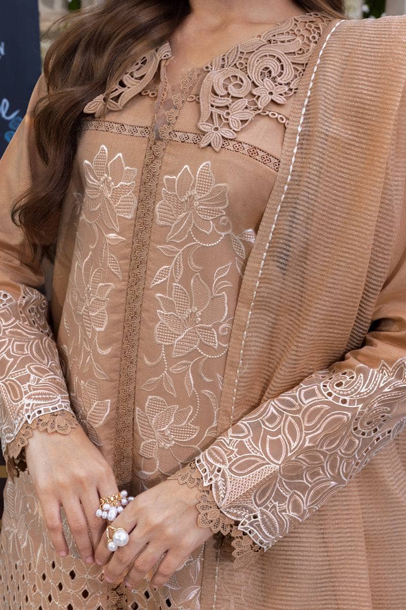 Restocked/Rang Rasiya Carnation Lawn 25/Vol 2/13/Kaia/Beige/Karandi Dupatta