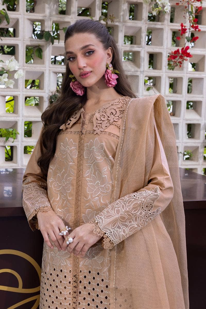 Restocked/Rang Rasiya Carnation Lawn 25/Vol 2/13/Kaia/Beige/Karandi Dupatta