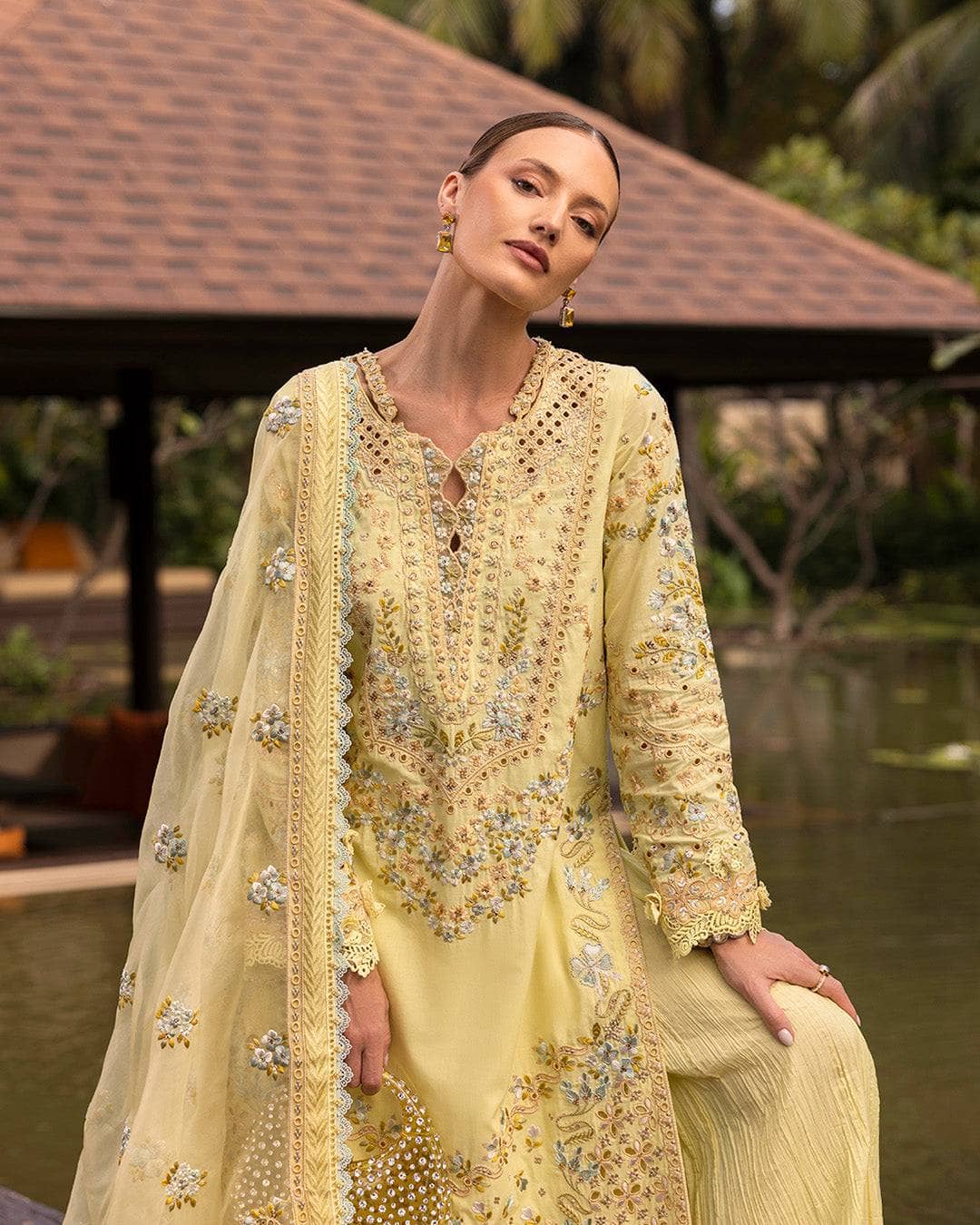 Restocked/Faiza Saqlain Lawn 25/Azalea/Lemon Yellow