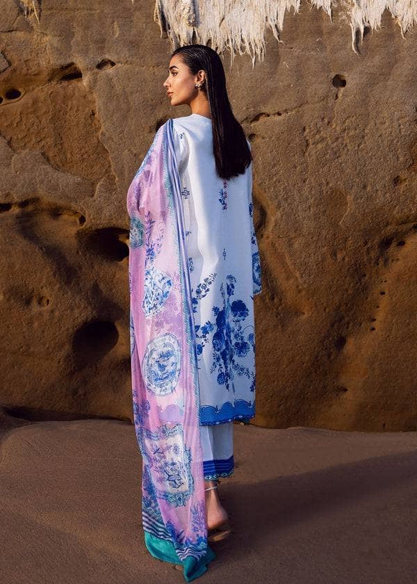 Restocked/Sadaf Fawad Khan Siraa Lawn/Blue Pottery