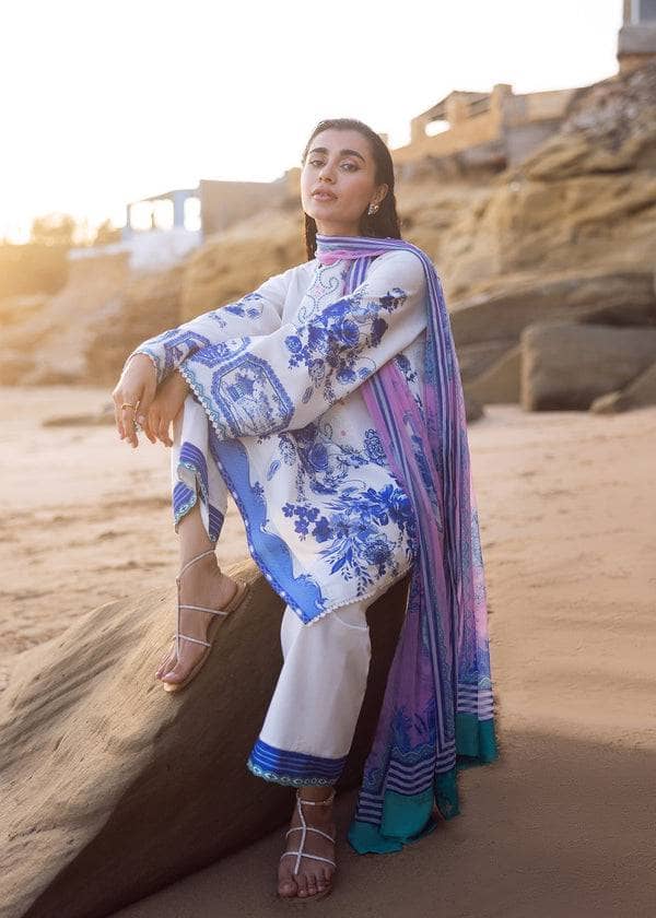 Restocked/Sadaf Fawad Khan Siraa Lawn/Blue Pottery