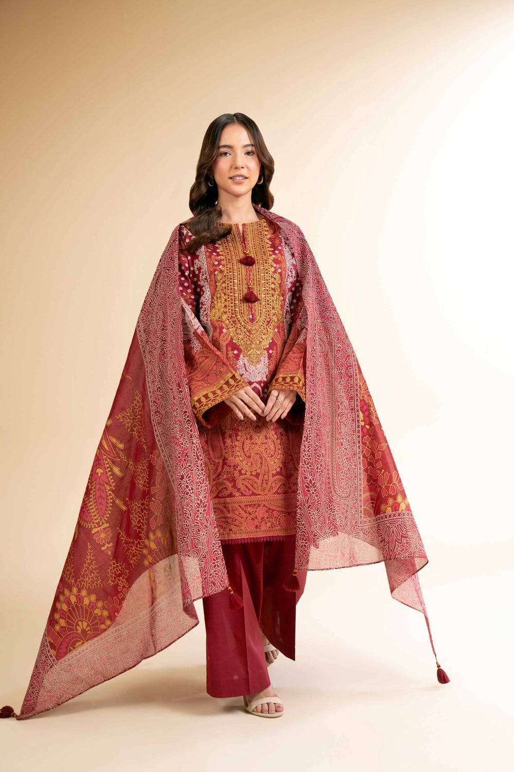 Nishat 3 Piece -Flatbed Paste Embroidered Suit - 42501663