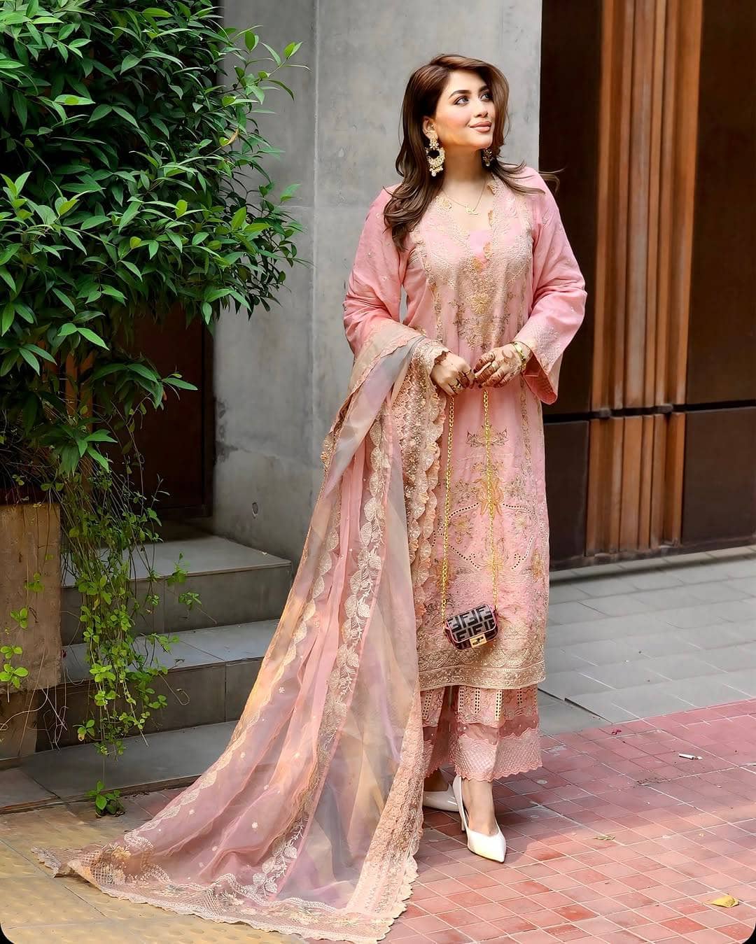 Spotted in Faiza Saqlain Lawn 25/Peony/Peach