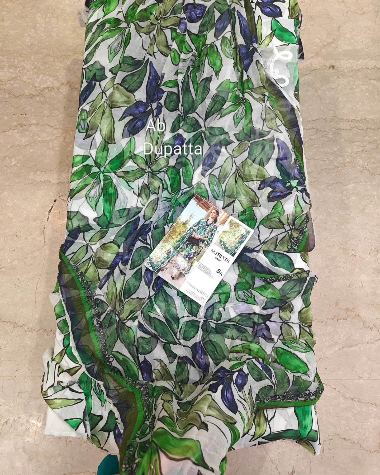 Open Pic/Maria B M Prints 25/White/5A/Chiffon Dupatta