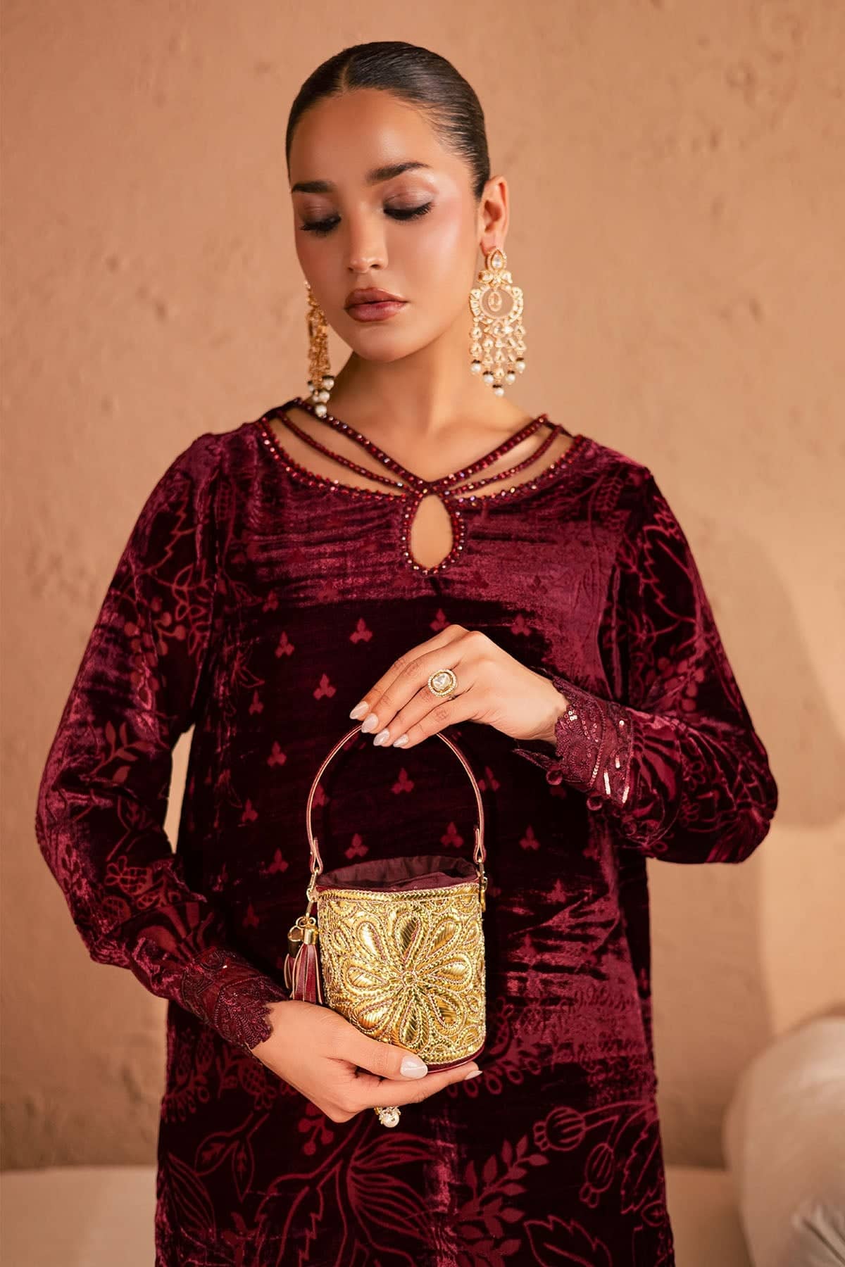 Restocked/Nureh Ballerina/Velvet Cord Sets/Hand Work/Winter Fashion