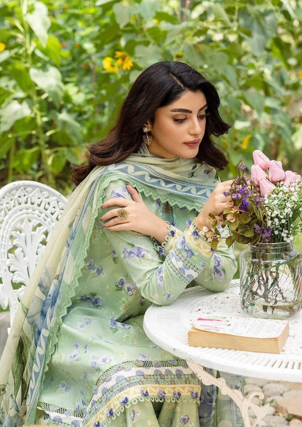 Elaf Prints Chiffon Dupatta Collection/ECD-2B BASILE