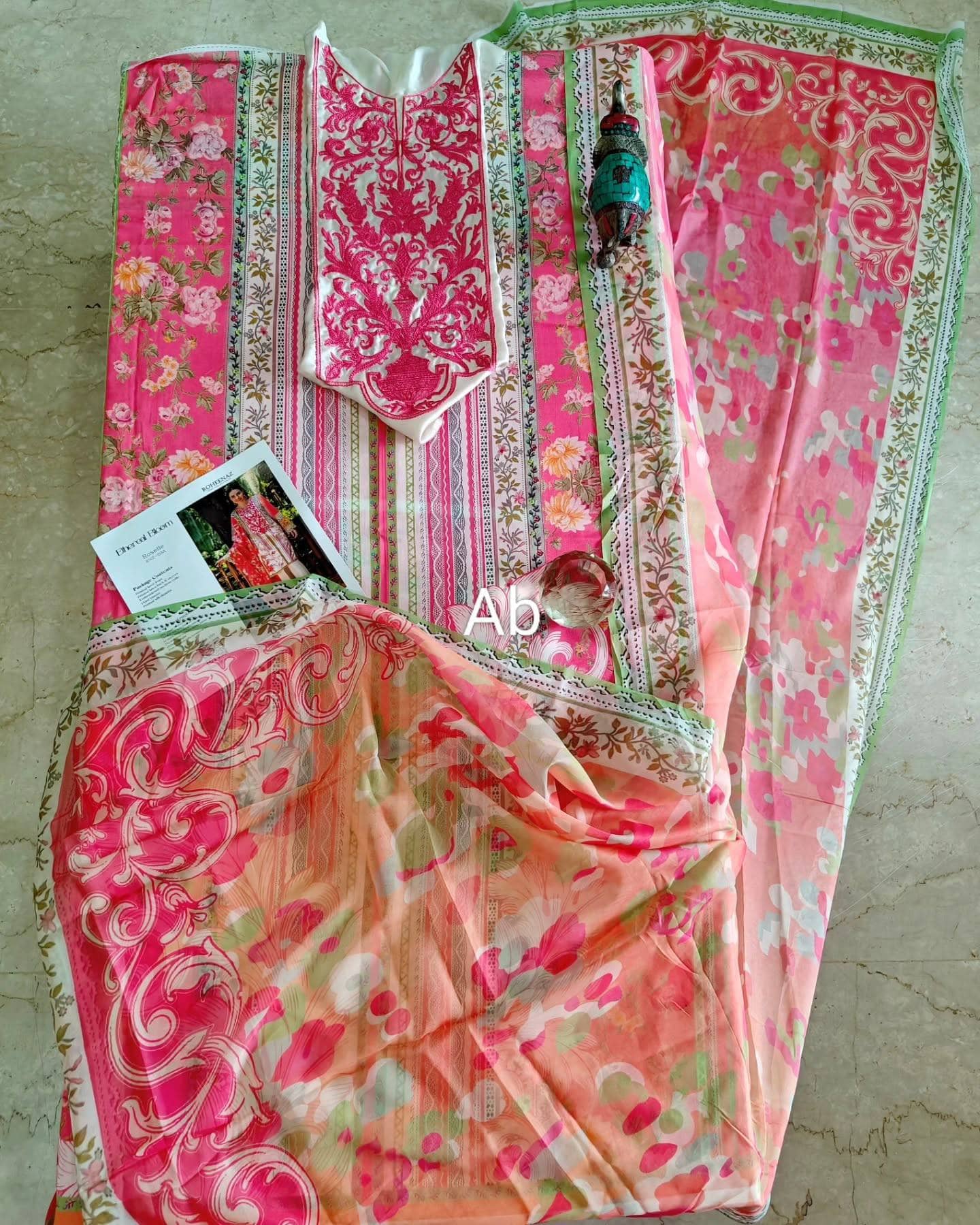 Open Pic/Roheenaz Ethereal Blooms/Roselle/Silk Dupatta