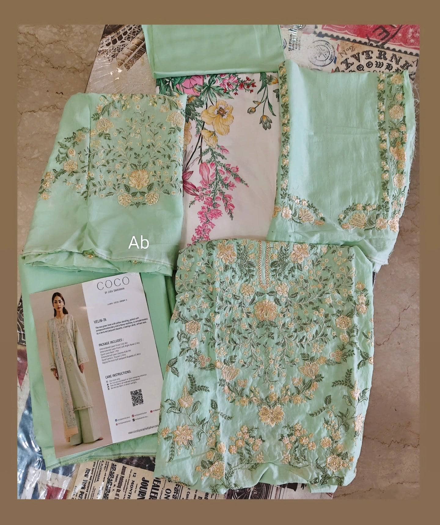 Open Pic/Coco Edit 2/Sea Green/Velin 7A/Self Jacquard Dupatta