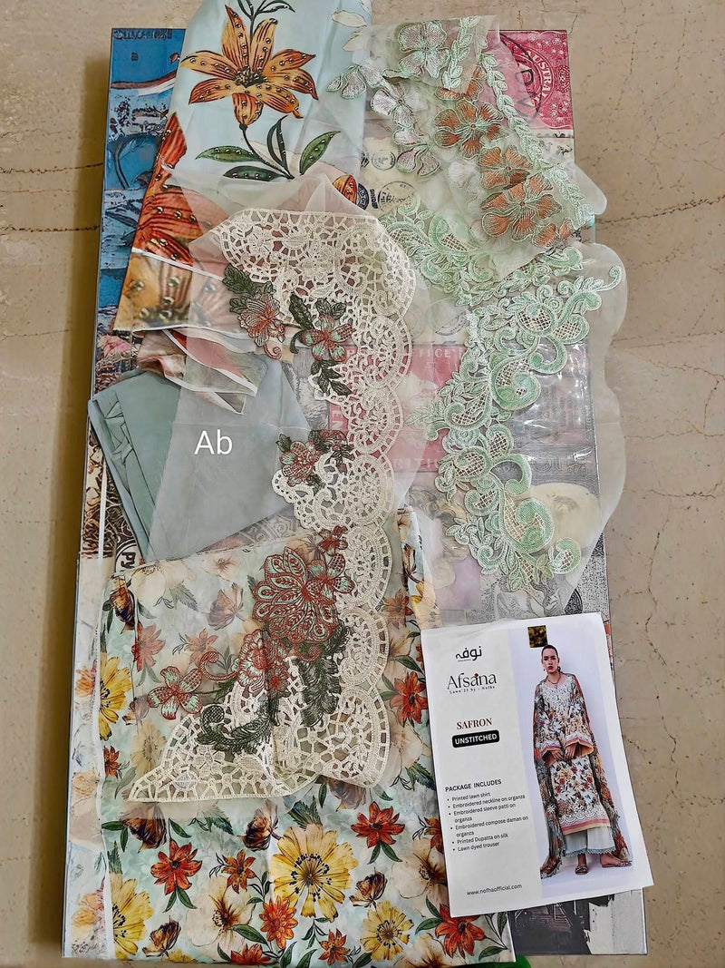 Open Pic/Afsana Lawn by Nofha Official/Pearls/Silk Dupatta
