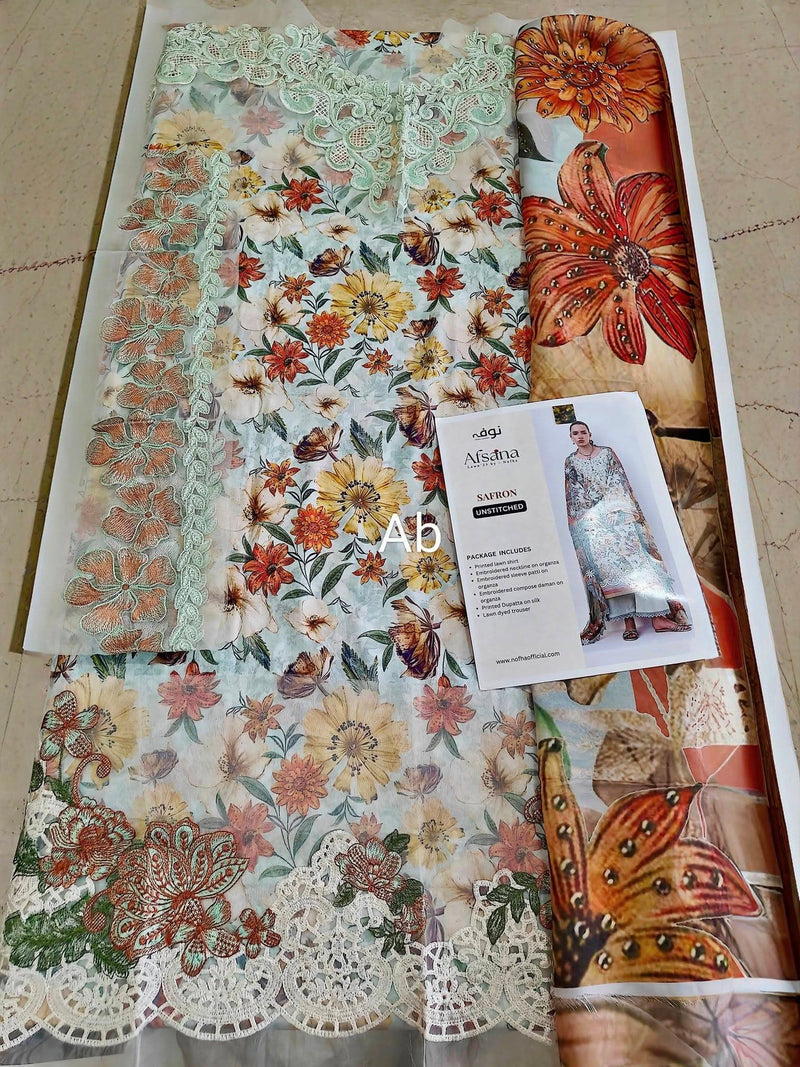 Open Pic/Afsana Lawn by Nofha Official/Pearls/Silk Dupatta
