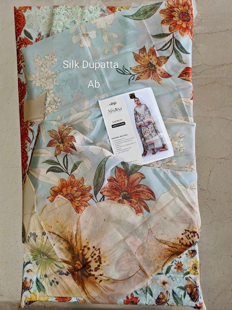 Open Pic/Afsana Lawn by Nofha Official/Pearls/Silk Dupatta