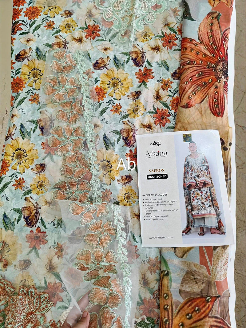 Open Pic/Afsana Lawn by Nofha Official/Pearls/Silk Dupatta