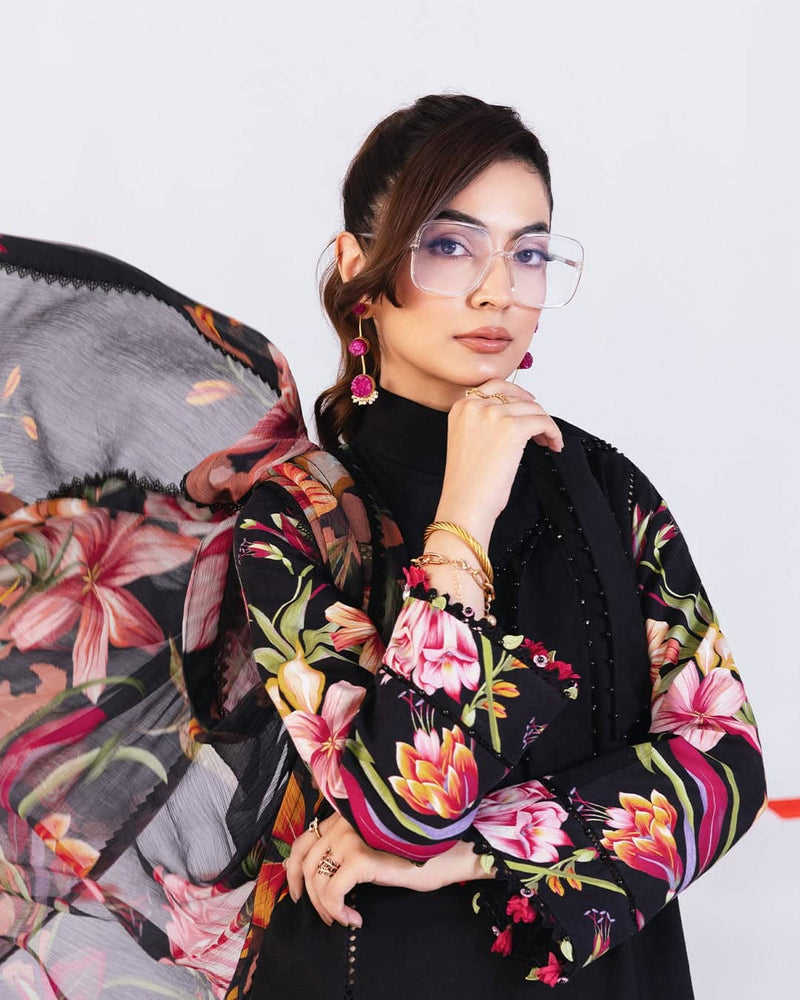 Maria B M Basics Winter/Vol 2/Slub Khaddar/1B/Black