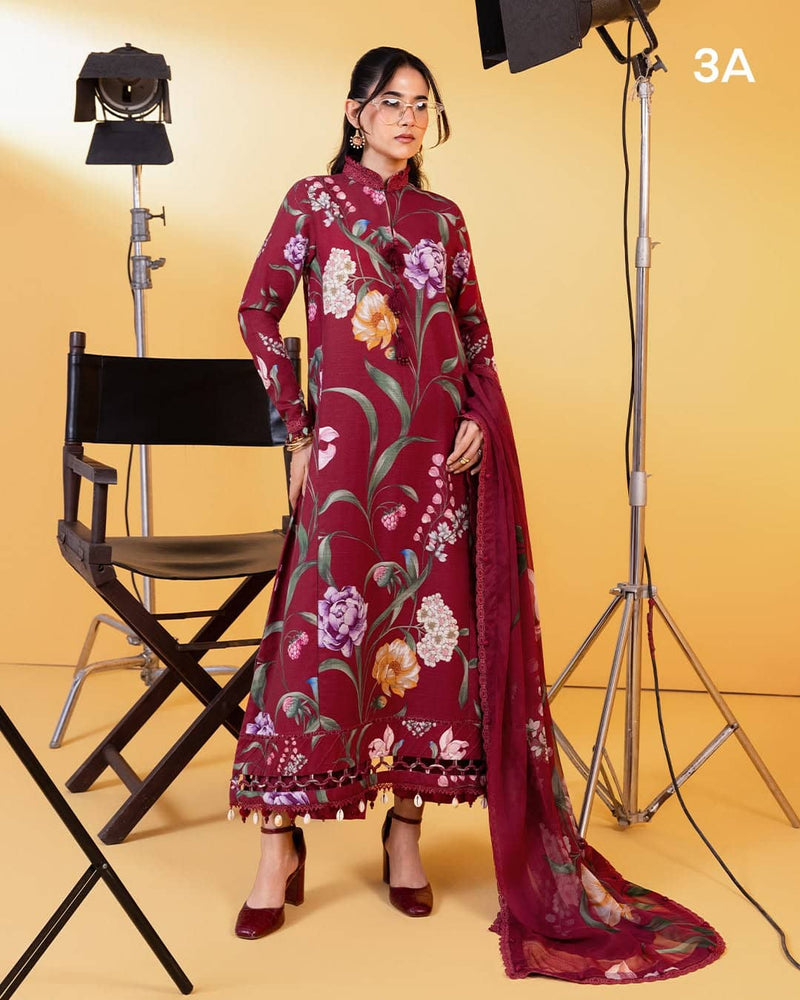 Maria B M Basics/Vol 2/Slub Khaddar/3A/Maroon