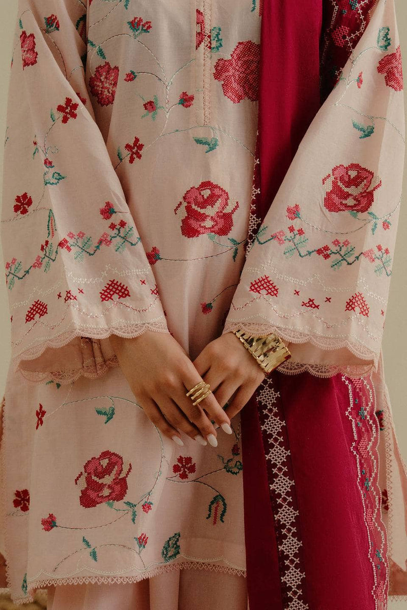 Coco Edit 2/Powder Pink/Zufra 6A/Embroideried Organza Dupatta