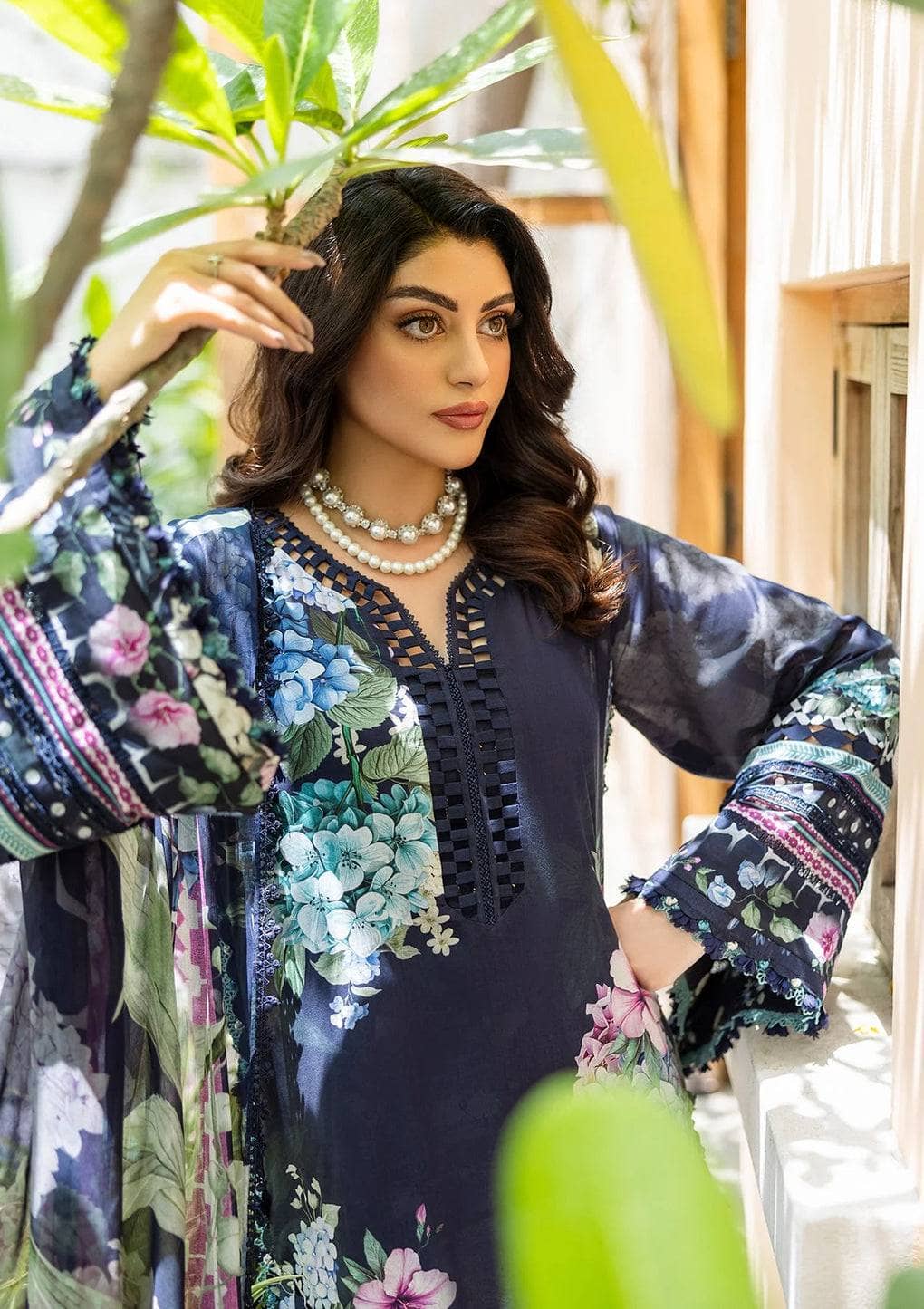 Restocked/Elaf Prints Chiffon Dupatta Collection/ECD-4B TWILIGHT GARDEN
