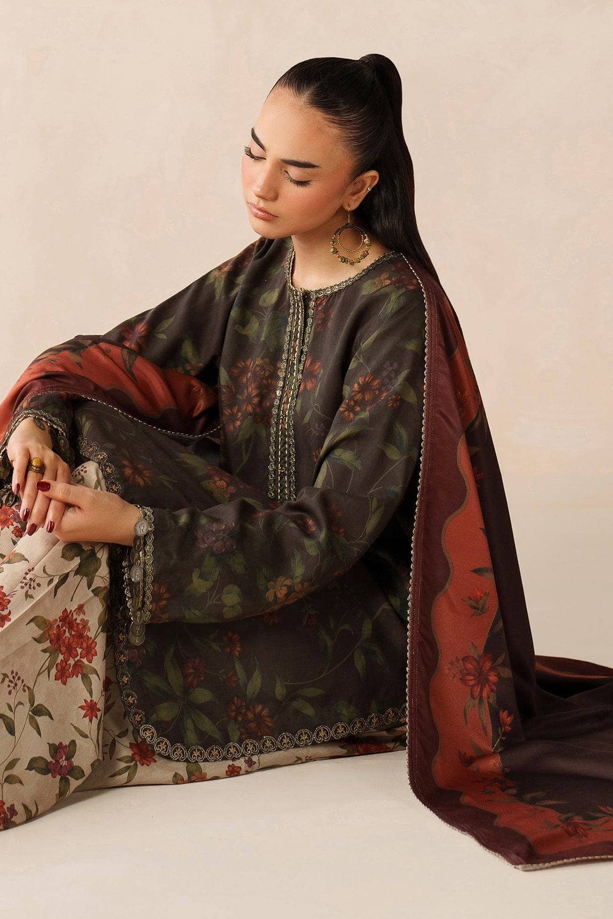 Baroque Exclusive Winter Fall Collection/EMBROIDERED VISCOSE SILK UF-4279