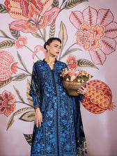 Mahnur Amelia Luxury Winter 26/Velvet Palachi Shawl/Corduroy/Velvet Palachi Shawl/Royal Blue/Am 01