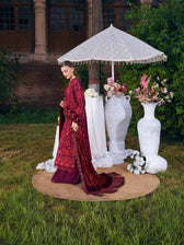 Mahnur Amelia Luxury Winter 26/Velvet Palachi Shawls/Corduroy/Deep Maroon/AM 02
