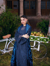 Mahnur Amelia Luxury Winter 26/Velvet Palachi Shawl/Corduroy/Deep Blue/AM 12