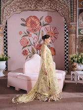 Mahnur Amelia Luxury Winter 26/Embroideried Woolen Shawl/Corduroy/Delicate Ivory/AM 14