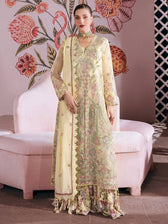 Mahnur Amelia Luxury Winter 26/Embroideried Woolen Shawl/Corduroy/Delicate Ivory/AM 14