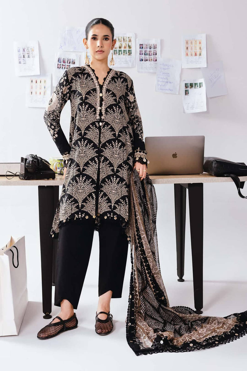 Maria B M Basics/Vol 2/Linen Suit/8A/Black