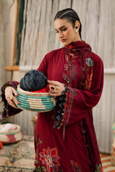 Maria B M Prints/Fall Edit 26/10 A/Dobby Linen Suit/Maroon